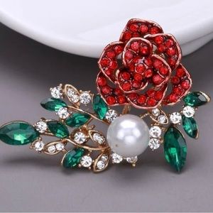 Rose and Leaves Brooch